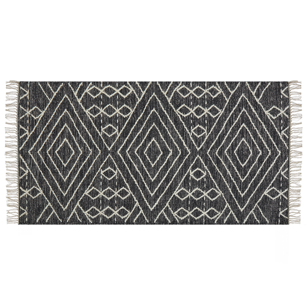 Teppich KHENIFRA Schwarz 80 x 150 cm Baumwolle