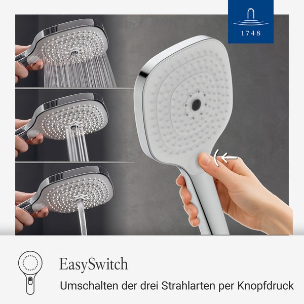 Villeroy und Boch Handbrause mit drei Strahlarten und EasySwitch Funktion zum Umschalten per Knopfdruck