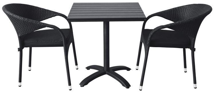 Allie Bistro und Balkonmöbel Cafetisch, Ø70 cm schwarz/schwarz. 70 X 70 X 72 cm