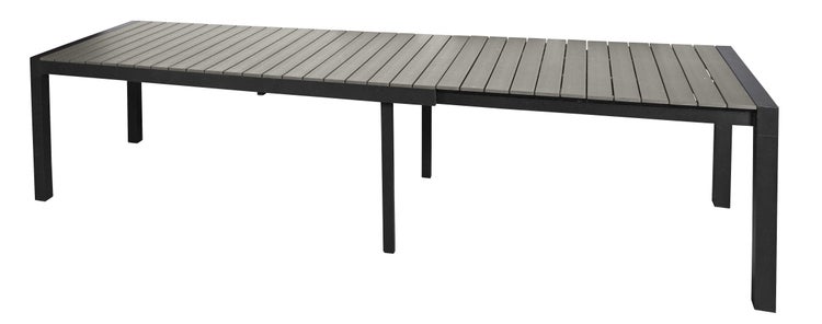 Garp Gartentisch, inkl. 2 Zusatzplatten 223-343 cm schwarz/grau. 343 X 100 X 76 cm