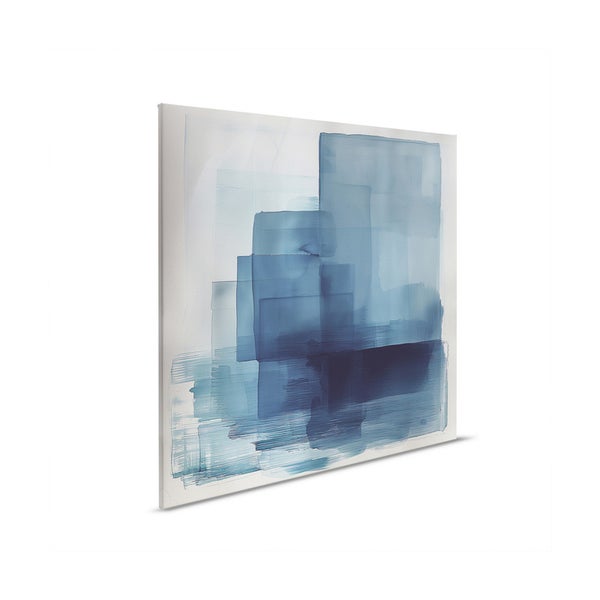 Abstraktes Gemälde mit blauen Farbtönen auf Leinwand