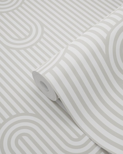 ESTAhome Tapete grafische Linien Grau und Weiß - 50 x 900 cm - 131026