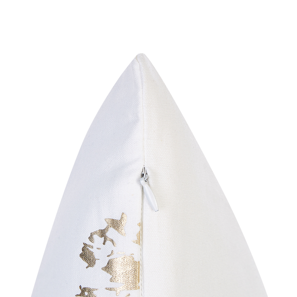 Dekokissen 2er Set GOLDENROD Samtstoff 45 x 45 cm Weiß Pflanzenmuster