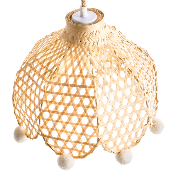 Hängelampe aus Bambus mit Bommeln