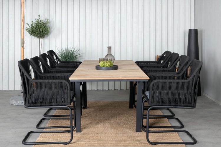 Mexico Esstisch inkl. Zusatzplatte 180, 240 cm schwarz, natur. 90 X 240 X 74 cm