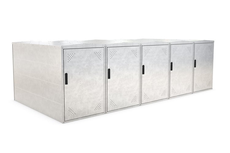 Fahrradgarage aus Metall mit sechs abschließbaren Abteilen