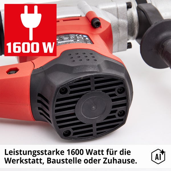 Elektrischer Bohrhammer mit 1600 Watt Leistung fuer Werkstatt und Baustelle.