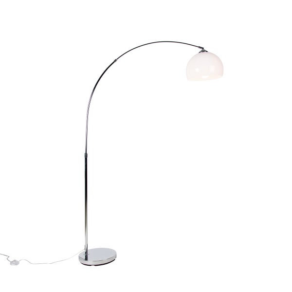 Smarte Bogenlampe Chrom mit weißem Schirm inkl. Wifi A60 - Arc Basic
