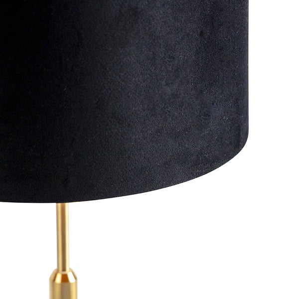 Tischleuchte gold / messing mit veloursschirm schwarz 25 cm - Parte