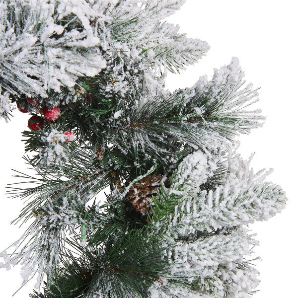 Dekokranz weiß mit LED-Beleuchtung Schnee bedeckt ⌀ 55 cm WHITEHORN