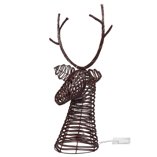 Dekorativer Hirschkopf aus Weide mit Beleuchtung für den Innenbereich.