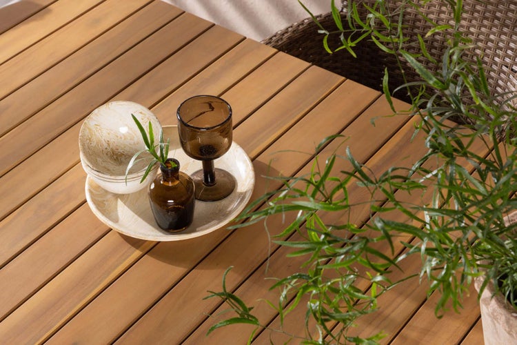 Holmbeck Gartenset Tisch 90x200cm natur, 6 Stühle Malina natur. 90 X 200 X 75 cm