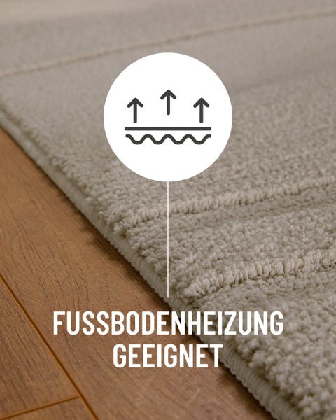 Teppich geeignet für Fußbodenheizung.