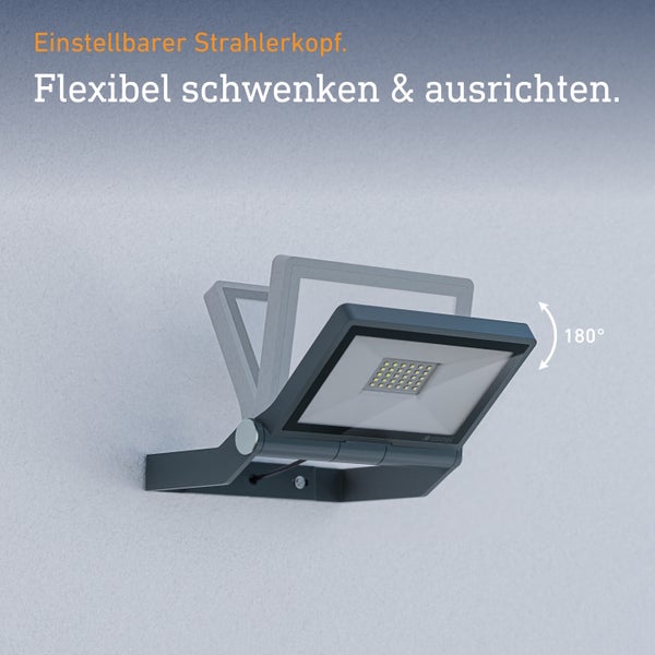 Steinel LED Strahler mit um 180 Grad schwenkbarem Strahlerkopf zur flexiblen Ausrichtung an der Wand