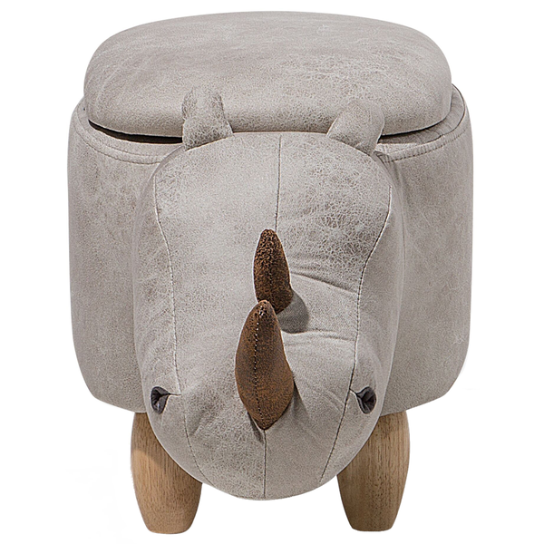Dekorativer Nashorn Hocker mit Stauraum und Holzfüßen