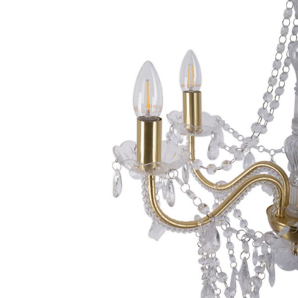 Kronleuchter mit Kristallanhängern und zwei Leuchtmitteln