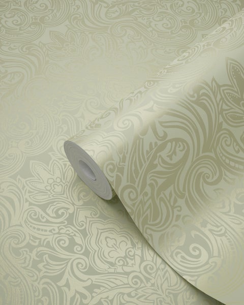 Origin Wallcoverings Tapete Ornamente Grün - 53 cm x 10.05 m - 346531