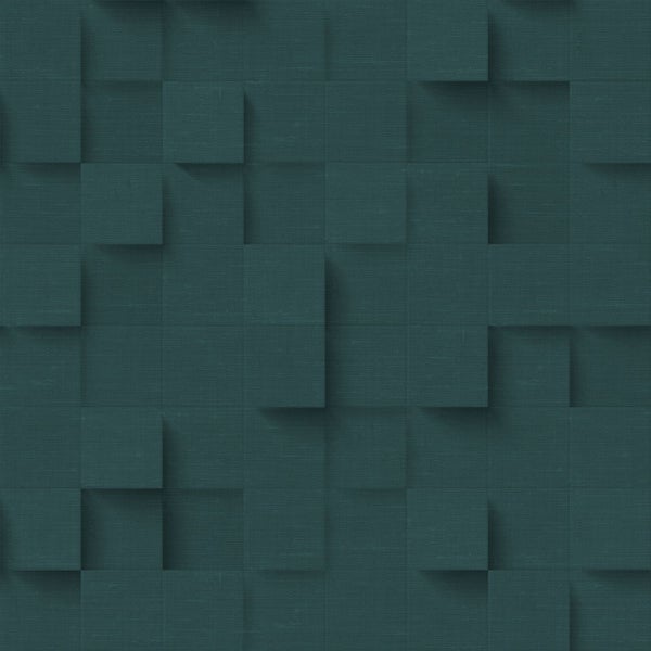 Origin Wallcoverings Tapete 3D-Würfel Petrolblau - 50 x 900 cm - 347901