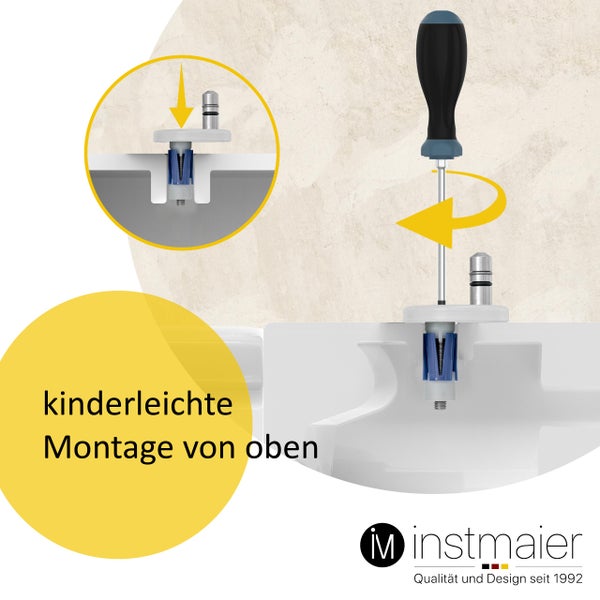 instmaier WC Sitz | Made in Germany | Toilettendeckel mit Absenkautomatik | Klobrille Weiß Glanz | Oval | mit Schnellverschluss | Duroplast