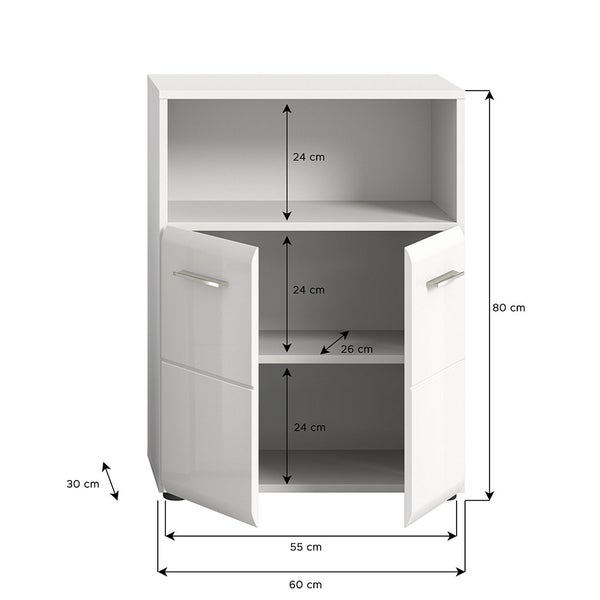 Xonox.home Unterschrank Ice BxHxT 60 x 80 cm x 30 cm Frontfarbe weiß hochglanz