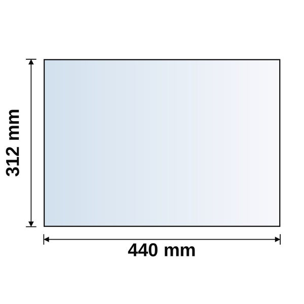 Rechteckige Platte mit einer Breite von 440 Millimeter und einer Höhe von 312 Millimeter.