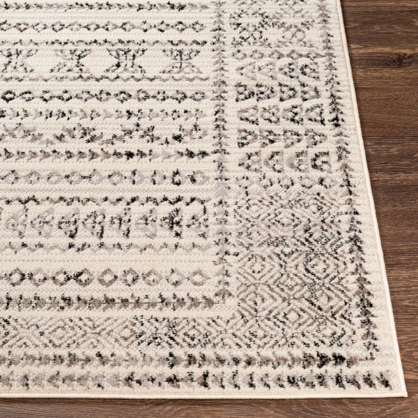 Skandinavischer Boho Teppich Weiß/Schwarz 152x213 cm OLIMPIA