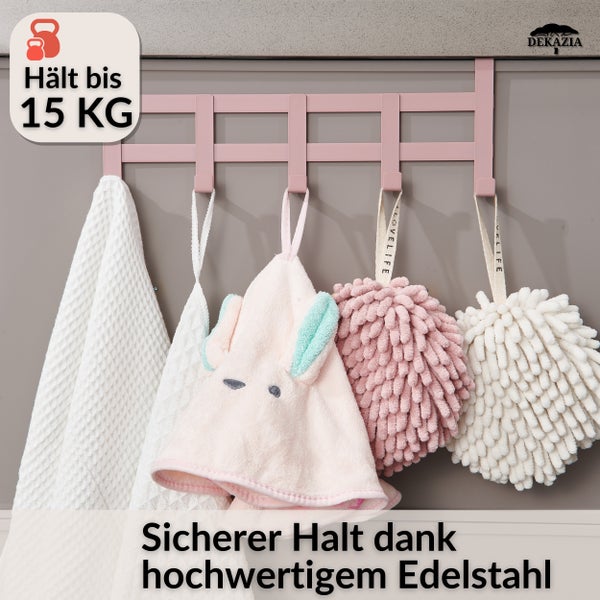 DEKAZIA® Türgarderobe zum Einhängen Rosa | Türgarderobe Kinderzimmer bunt Kleiderhaken Tür Haken Tür Hakenleiste Innenseite Tür Garderobe Türhakenleiste Türhänger Garderobenhaken Kinder Türhaken