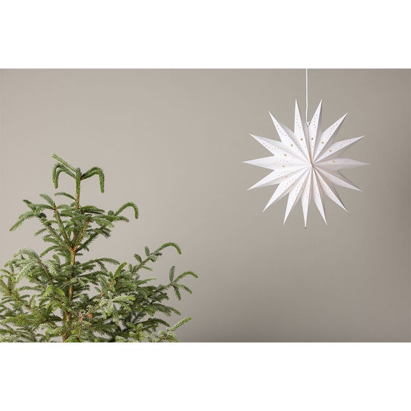 Lindvallen Weihnachtsstern mit Licht Papier Ø51 cm Pendelleuchte weiß. 51 X 16 X 51 cm