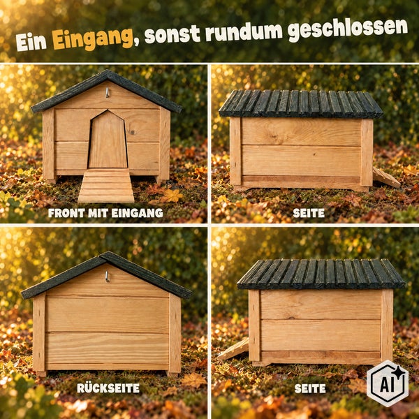 Igelhaus aus Holz mit abnehmbarem Dach und Innenwand zur einfachen Reinigung im Garten.