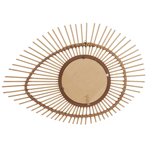 Rückansicht eines Spiegels mit Bambusrahmen