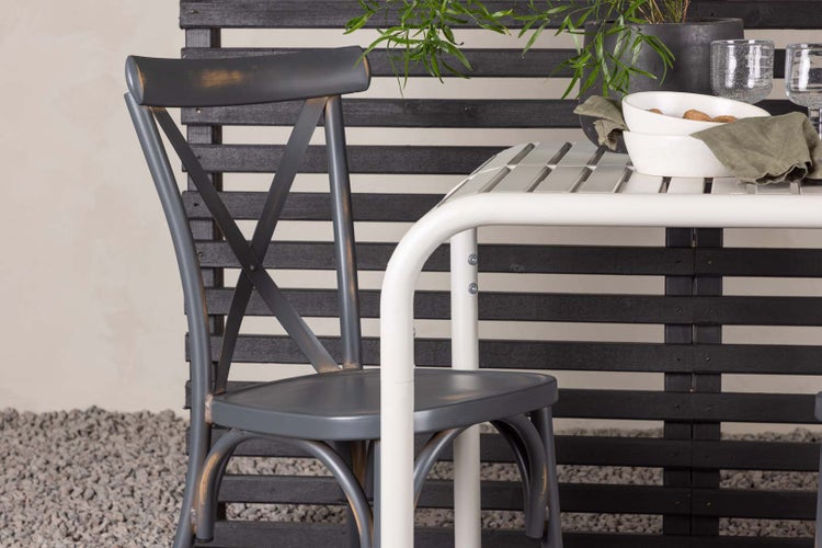 Borneo Gartenset Tisch, 2 Stühle  beige,dunkel grau. 70 X 70 X 75 cm