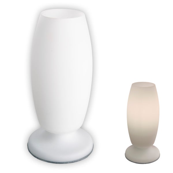 Zwei weiße Tischleuchten aus Kunststoff