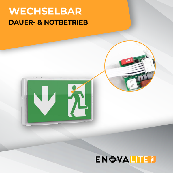 ENOVALITE Led Fluchtwegleuchte Ein- und Aufbau Notleuchte mit Notsromeinheit TEST Funktion Notausgangleuchte IP65