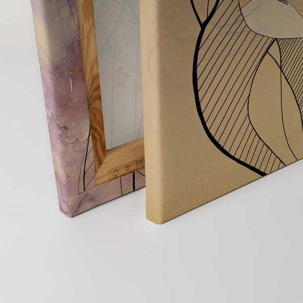 Nahaufnahme von zwei Leinwandbildern mit abstrakten Motiven