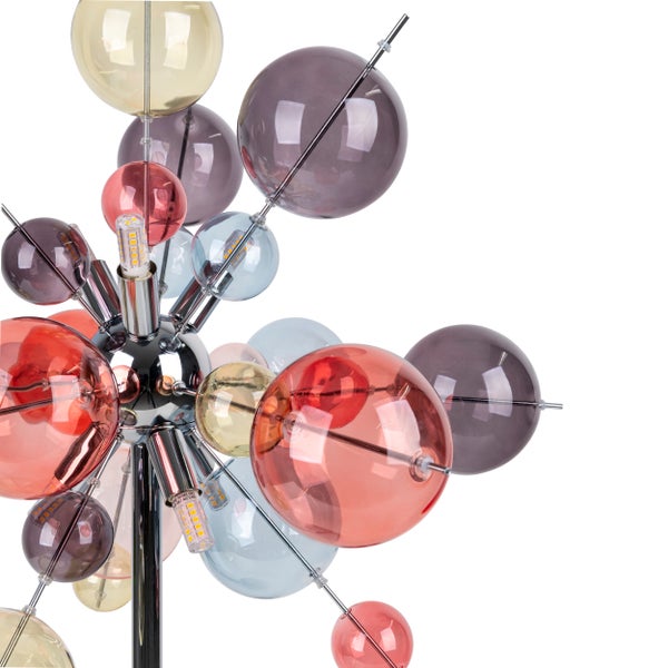 Moderne Lampe mit bunten Glaskugeln und LED-Leuchtmitteln