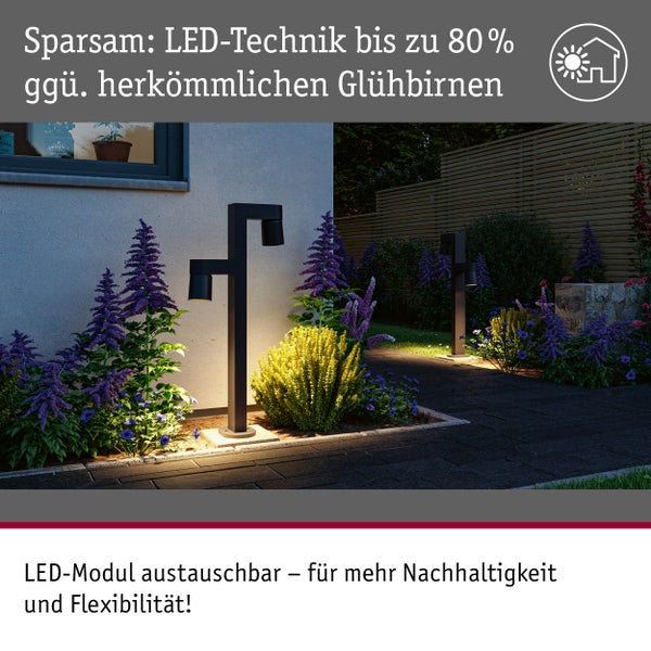 Moderne LED Wegebeleuchtung im Garten mit austauschbarem Leuchtmittel und effizienter LED Technik