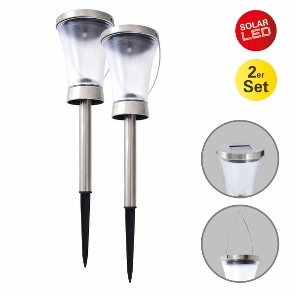 Zwei Solar LED Gartenleuchten im Set