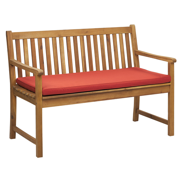 Gartenbank mit Auflage VIVARA 120 cm zertifiziertes Akazienholz Dunkelrot