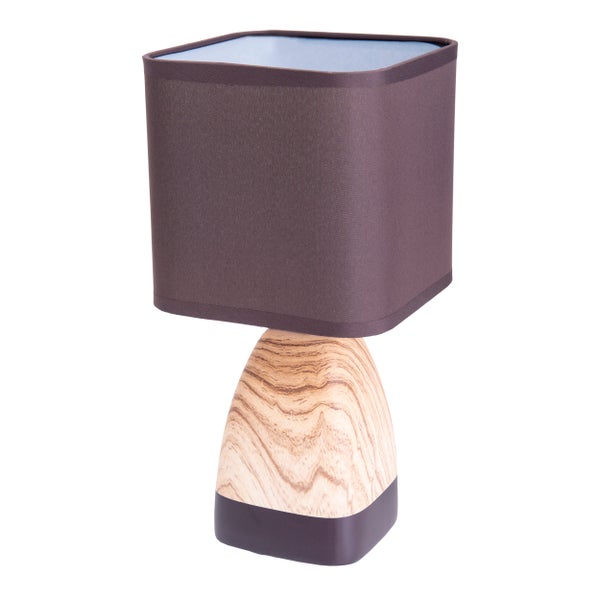 Keramiktischleuchte DORIAN aus Keramik in braun/natur mit E14 Fassung, Tischlampe für Wohnräume 31 cm hoch