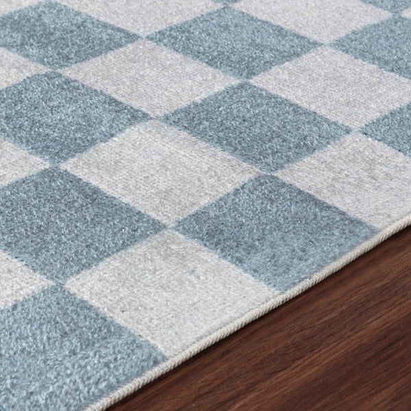 Skandinavischer Teppich mit Karomuster Maschinenwaschbar Blau 200x275 cm CHELSEA