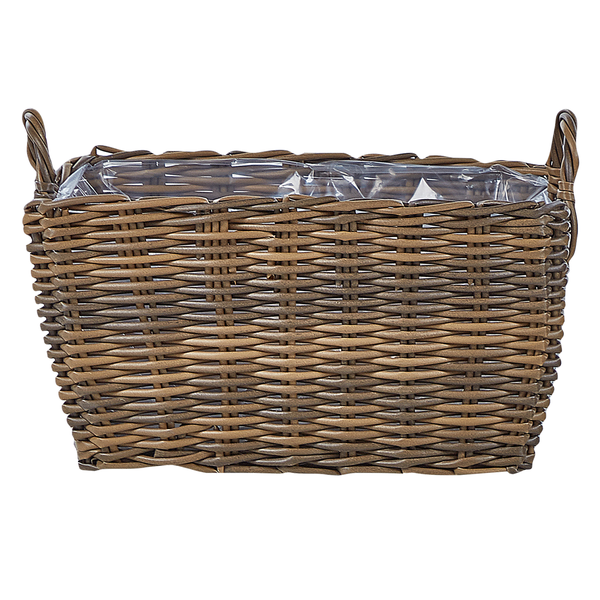 Geflochtener Pflanzkorb mit Griffen und Pflanzfolie