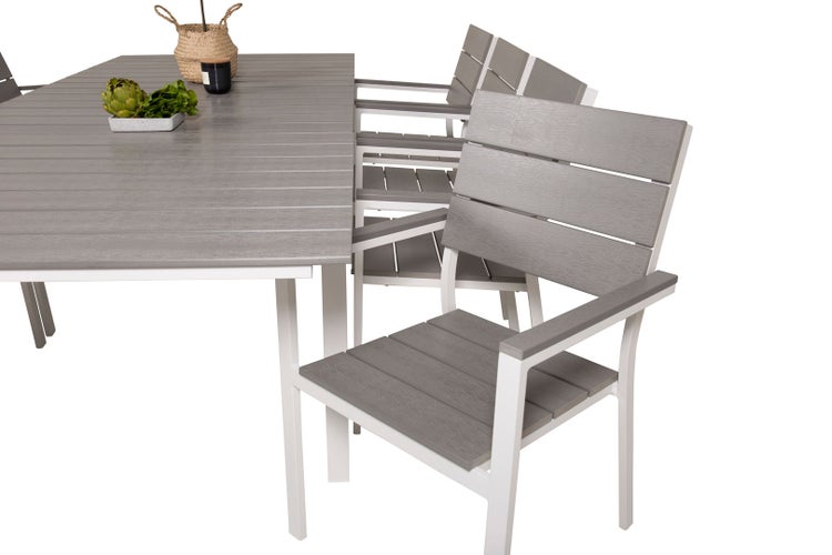 Levels Gartenset Tisch 100x160/240cm und 8 Stühle Levels weiß, grau. 100 X 160 X 75 cm