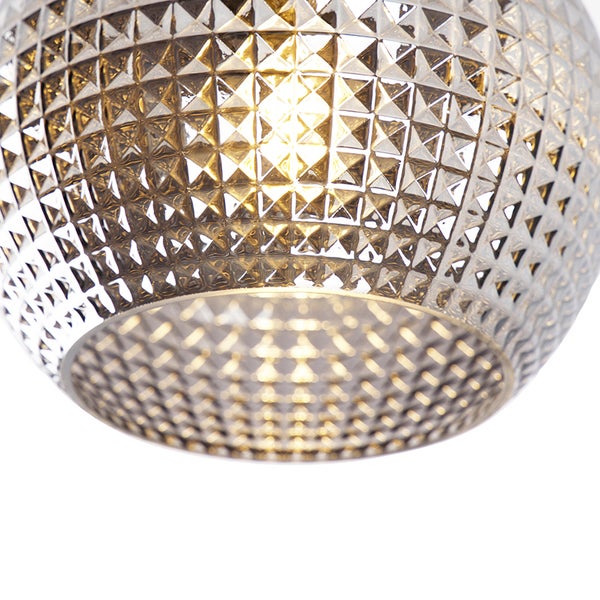 Art Deco Deckenleuchte schwarz mit Rauchglas - Kugel