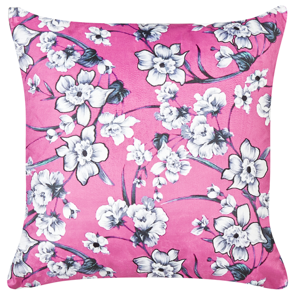 Dekokissen 2er Set KOELERIA Samtstoff 45 x 45 cm Fuchsia Blumenmuster