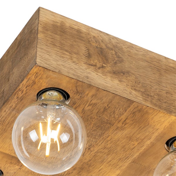 Land Deckenleuchte dunkles Holz 4-Licht - Block