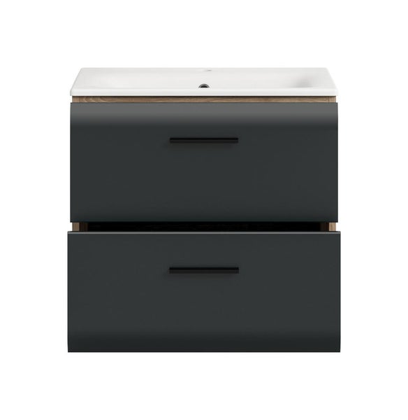 Waschtischunterschrank mit zwei Schubladen und Aufsatzwaschbecken
