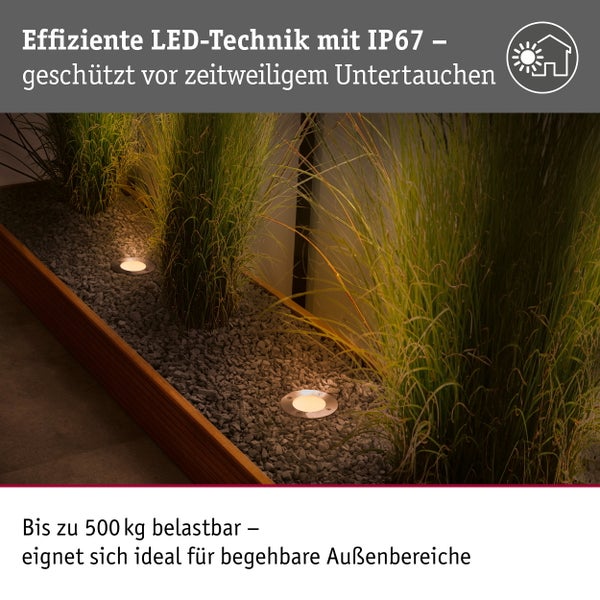 LED Bodeneinbauleuchte Floor insektenfreundlich IP65 zylindrisch 110 mm 2200K 4,3W 320lm 230V Edelstahl gebürstet Edelstahl, Kunststoff