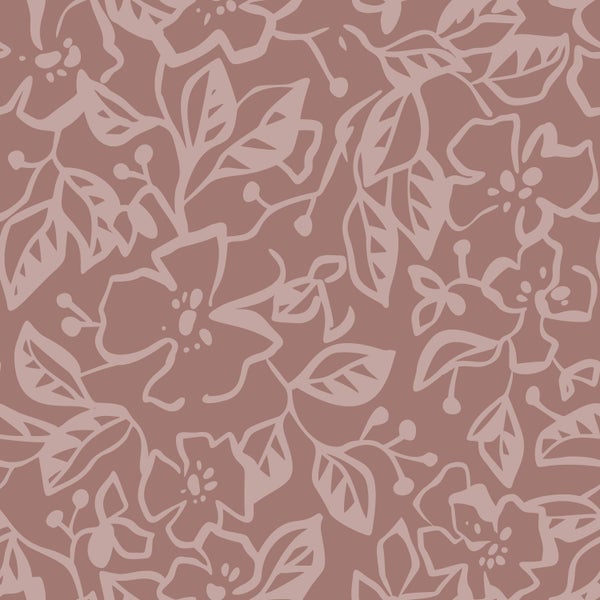 ESTAhome Tapete Blätter und Blumen mauve-violett - 50 x 900 cm - 131373