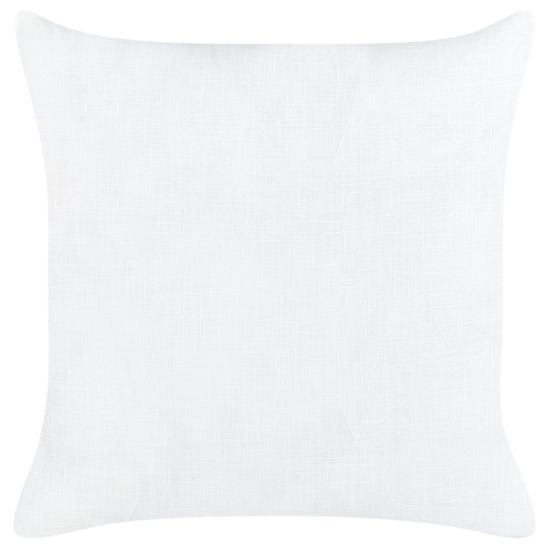 Dekokissen 2er Set MINDALA Leinen 50 x 50 cm Cremeweiß Mit Aufschrift