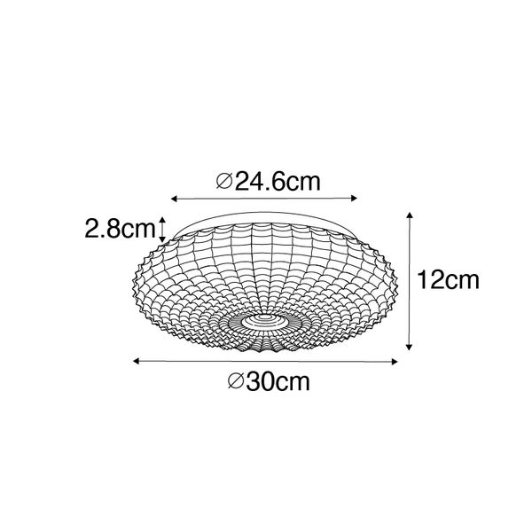 Klassische Deckenleuchte schwarz mit Rauchglas 30 cm IP44 - Nohmi